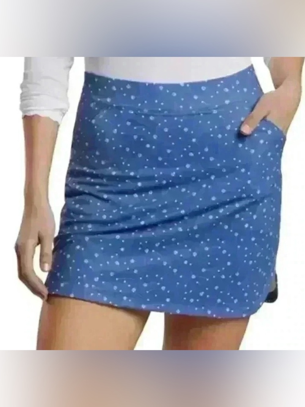 Peter Millar Blue Mini Skirt with White Dot Print